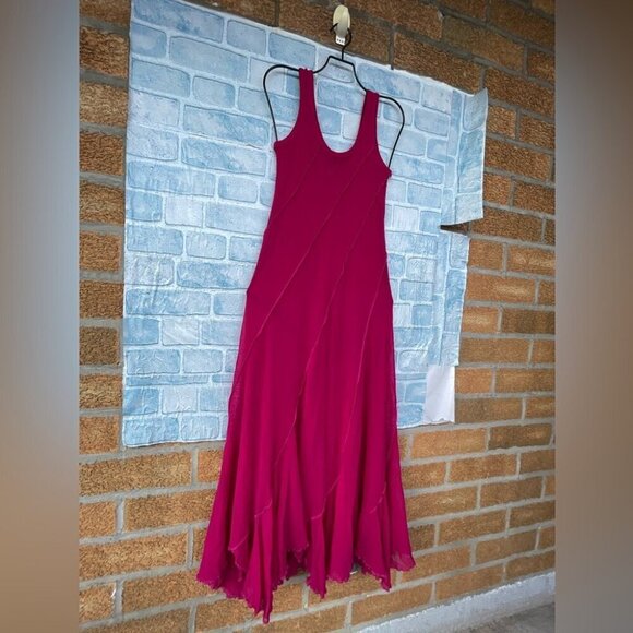 JEAN PAUL GAULTIER SOLEIL SLEEVELESS NEON PINK MAXI MESH DRESS SIZE LARGE - Picture 4 of 13